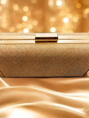 Gold Sparkle Evening Clutch Handbag Le Chateau